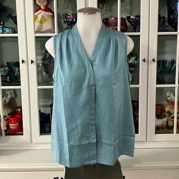 Teal Sleeveless Satin Blouse  Size Small  SHEIN - Picture 1 of 7